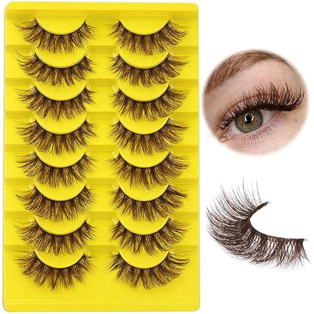 ALICE Brown False Eyelashes | 17mm Wispy Cat Eye Faux Mink - 8 Pairs