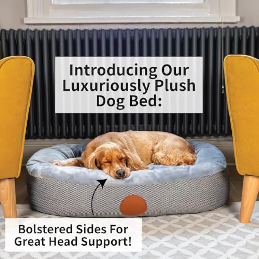 Elite Paws UK Orthopaedic Dog Bed – Bolstered Fleece Bed in Light Grey