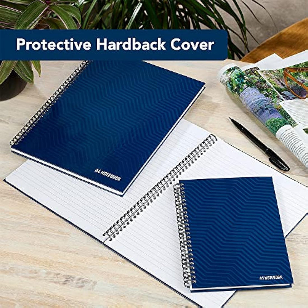 Summit A4 Wirebound Hardback Notebook, Ruled, Blue, 10 Pack