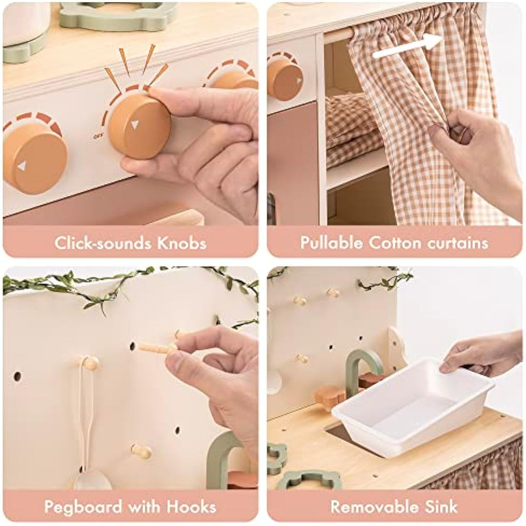 ROBUD Wooden Play Kitchen Toy Set with Accessories for Kids |