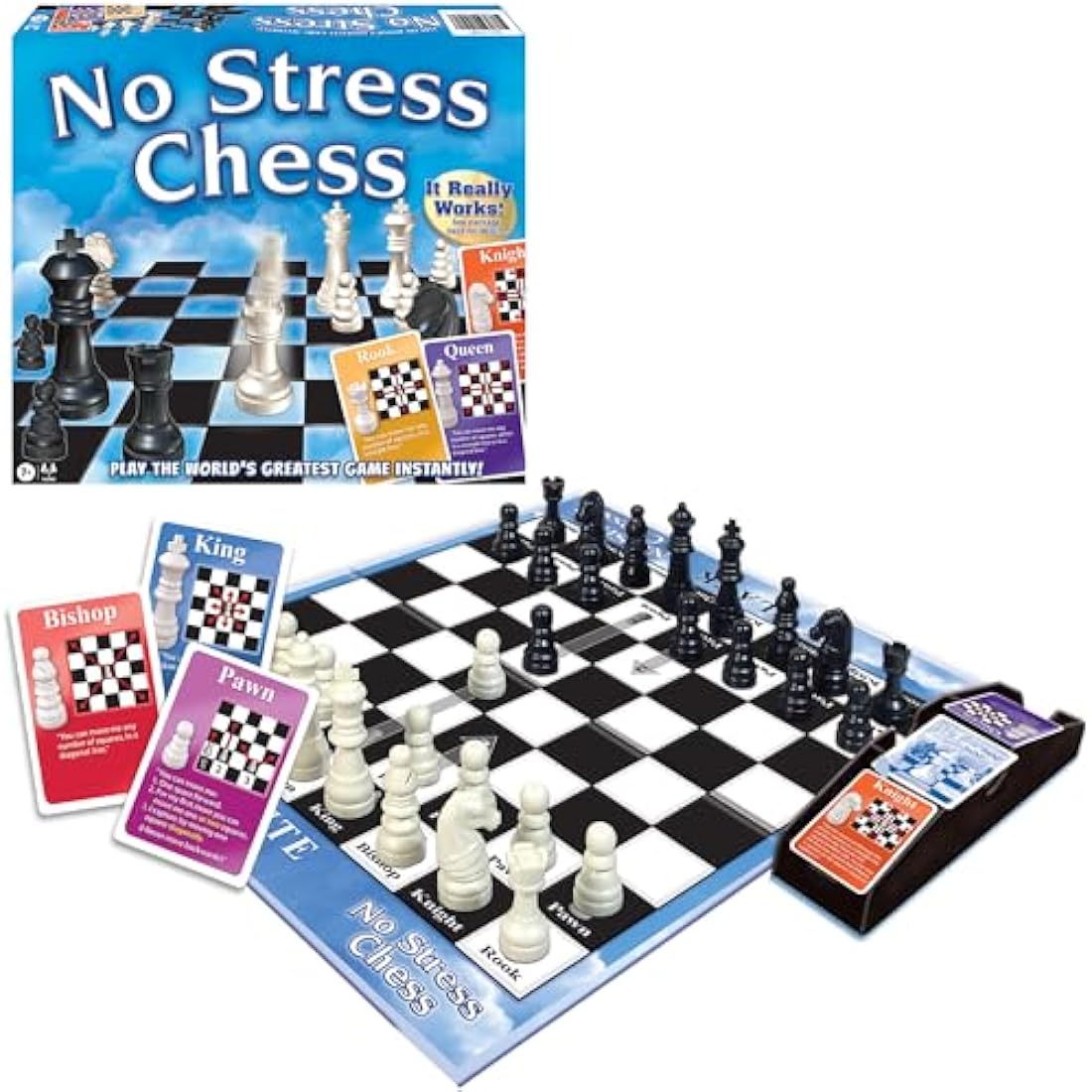 No Stress Chess Set by Jolof Store – Beginner Board Game with Action Cards