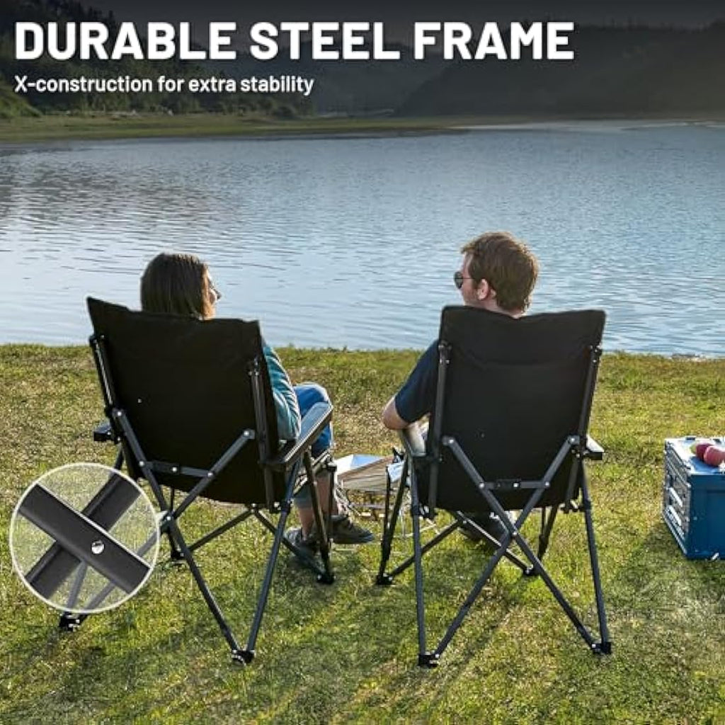 TIMBER RIDGE Heavy Duty Folding Camping Chair | 260kg Padded Recliner