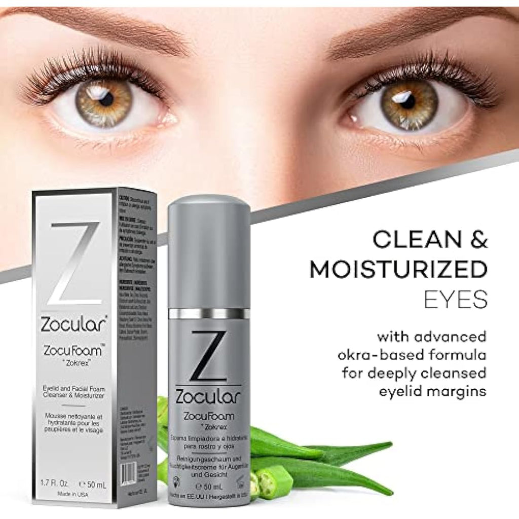 Zocular ZocuFoam Eyelid Cleanser – Okra-Based Foam for Dry Eyes, 50ml