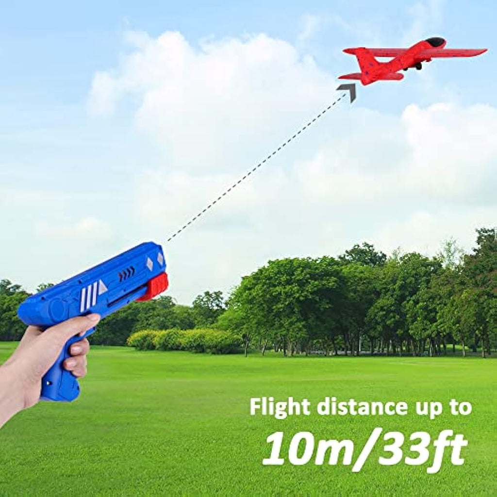 Ksera Airplane Toy Launcher with 2 Foam Gliders - Outdoor Gift for Kids