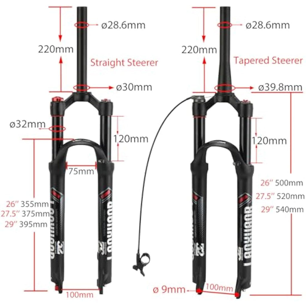 LANXUANR MTB Air Suspension Fork – 100mm Travel Rebound Adjustment