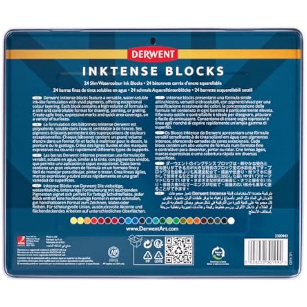 Derwent Inktense Blocks – Set of 24 Water-Soluble Art Blocks for Fabric