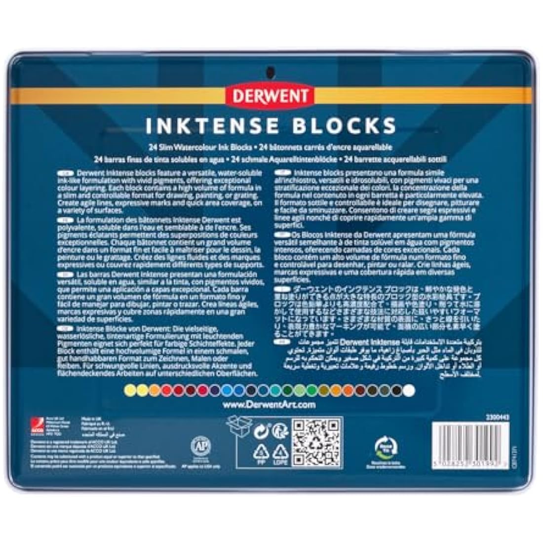 Derwent Inktense Blocks – Set of 24 Water-Soluble Art Blocks for Fabric