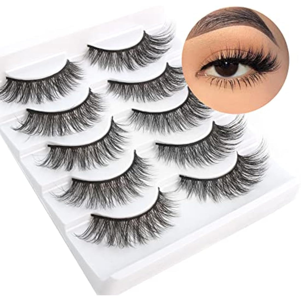 Jolof Store Cat Eye Faux Mink Lashes | Natural 3D Fluffy 5 Pair Pack
