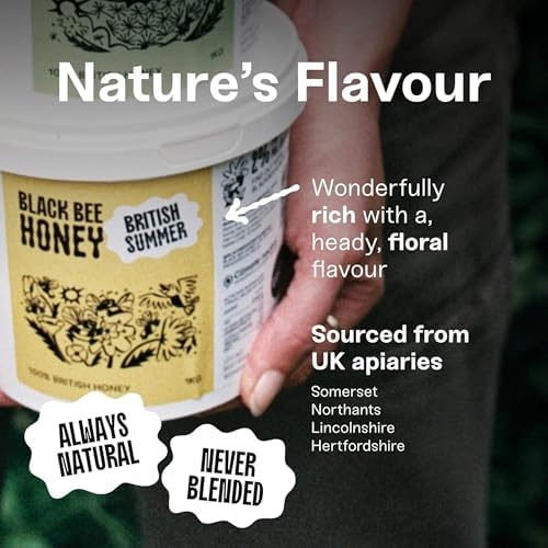 Black Bee Honey – Pure British Summer Floral Honey, Unprocessed, 1kg