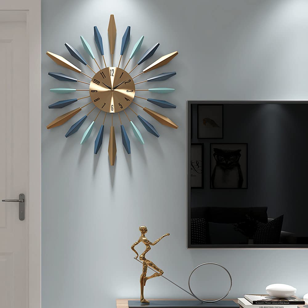28 Inch Large Metal Wall Clock | Mid-Century Silent Modern Decor