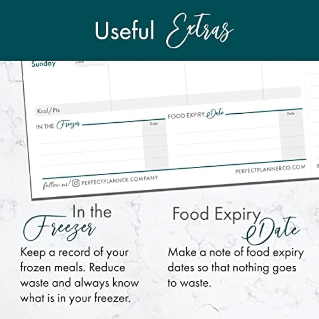 Perfect Planner Co Magnetic Weekly Meal Planner Pad | A4 Teal 50 Pages