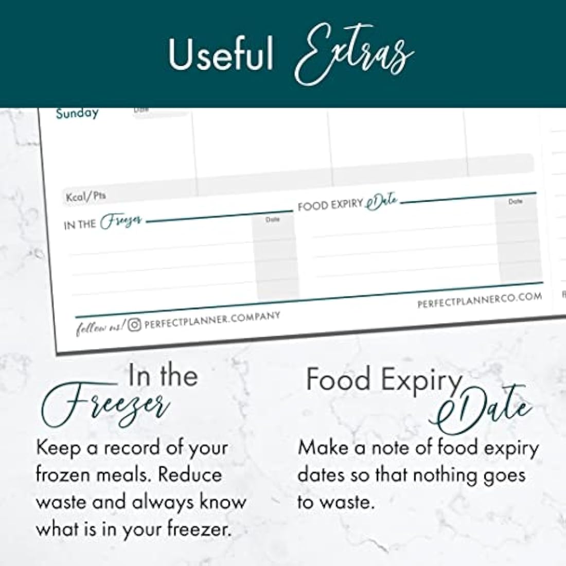 Perfect Planner Co Magnetic Weekly Meal Planner Pad | A4 Teal 50 Pages