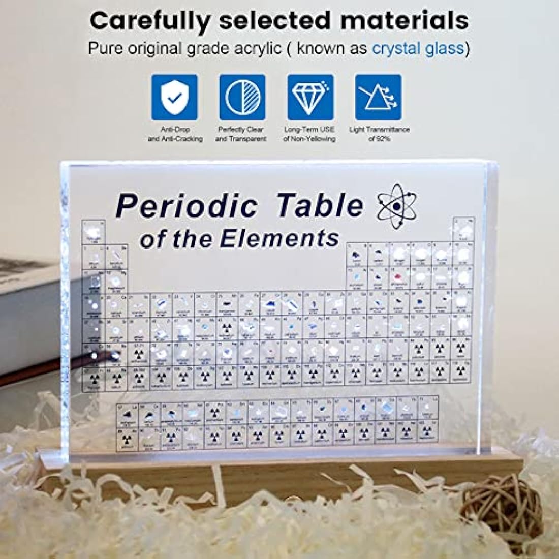 Periodic Table Display with 83 Real Elements - Acrylic Decor