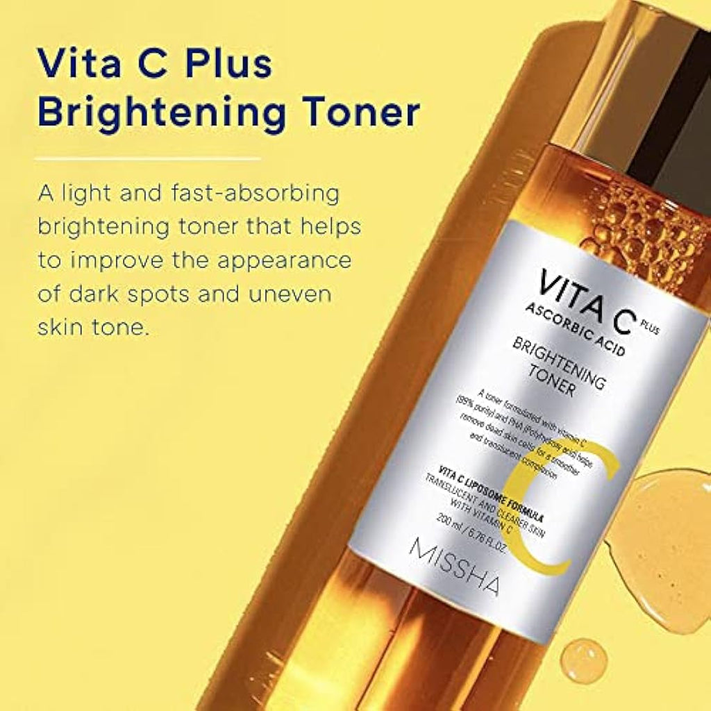Missha Vita C Plus Brightening Toner – Vitamin C & PHA Exfoliator 200ml