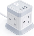 BEVA 4-Way Power Strip Cube with 3 USB Ports and 1.5M Cable – White