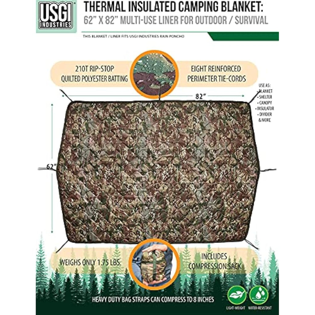 USGI Industries Military Woobie Blanket | Insulated Nylon Poncho Liner