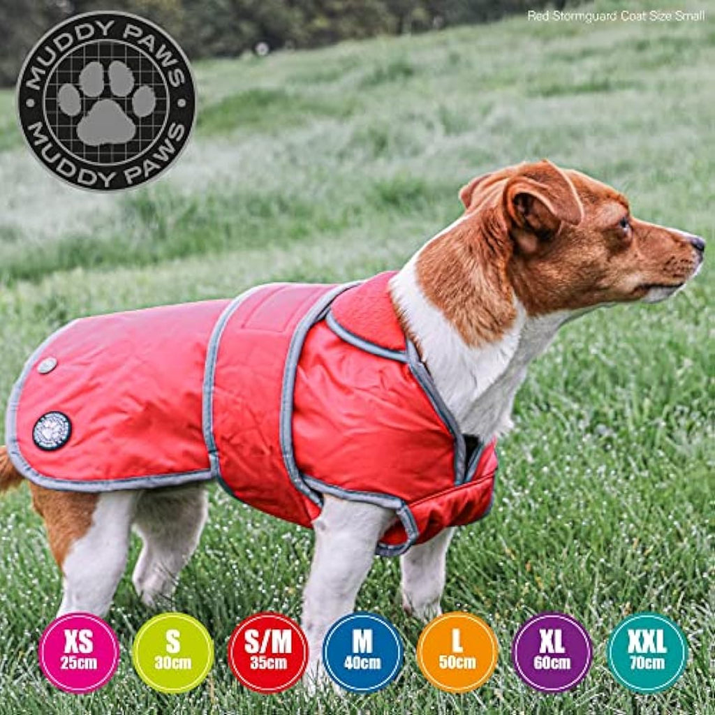 Ancol Muddy Paws Stormguard Dog Coat – Waterproof Fleece Jacket, Red, XL