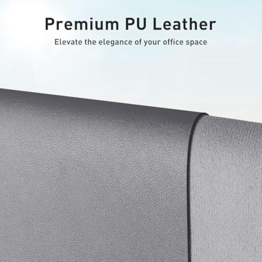 Aothia PU Leather Desk Pad Protector – Large Waterproof Mat, Light Grey