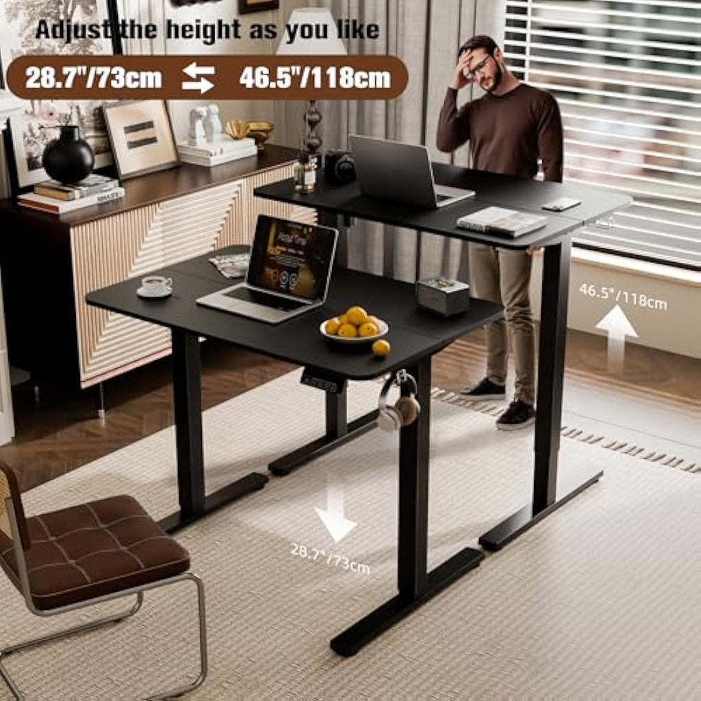 ERGOMAKER Electric Standing Desk – 90x60cm Height Adjustable Desk, Black