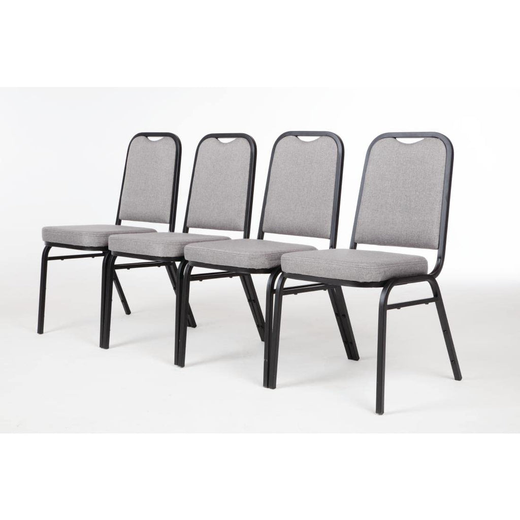 Bolero Square Back Stacking Banquet Chairs, Black & Grey Pack of 4 - image 2