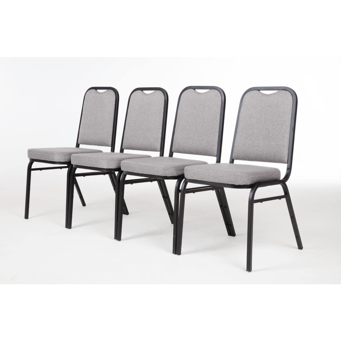 Bolero Square Back Stacking Banquet Chairs, Black & Grey Pack of 4 - image 2