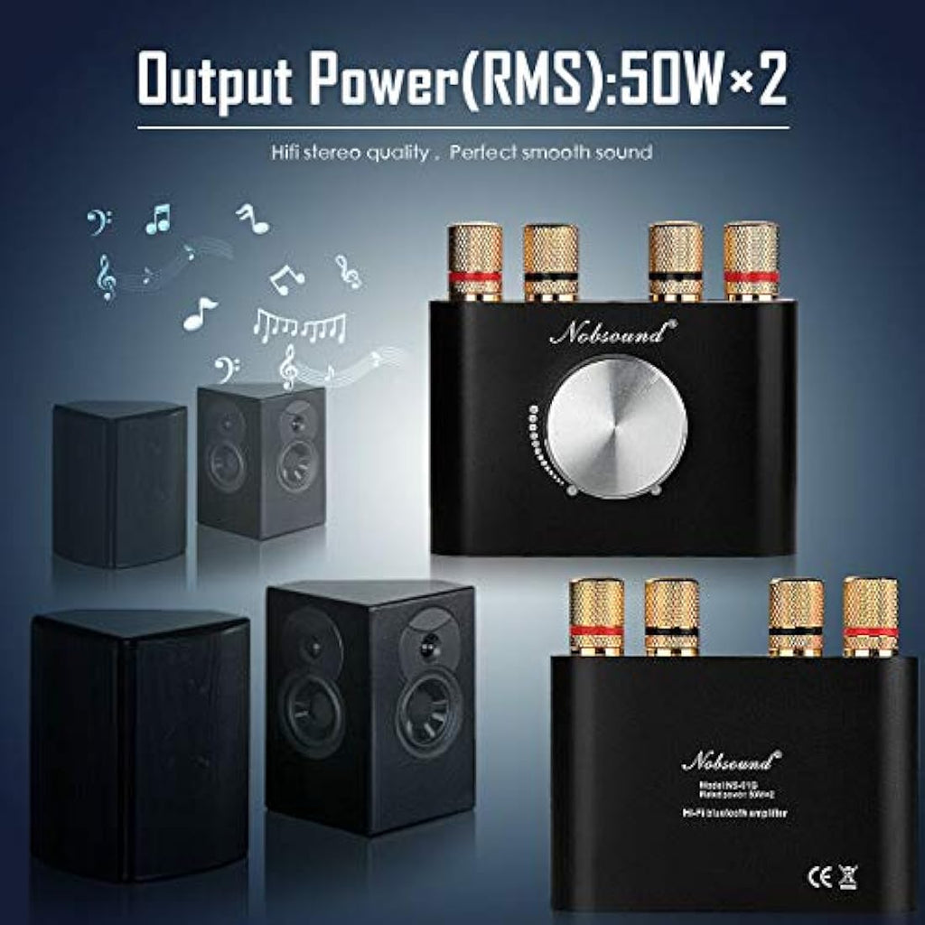 Nobsound Mini Bluetooth 5.0 Digital Power Amplifier | 50W x 2 Hi-Fi Amp
