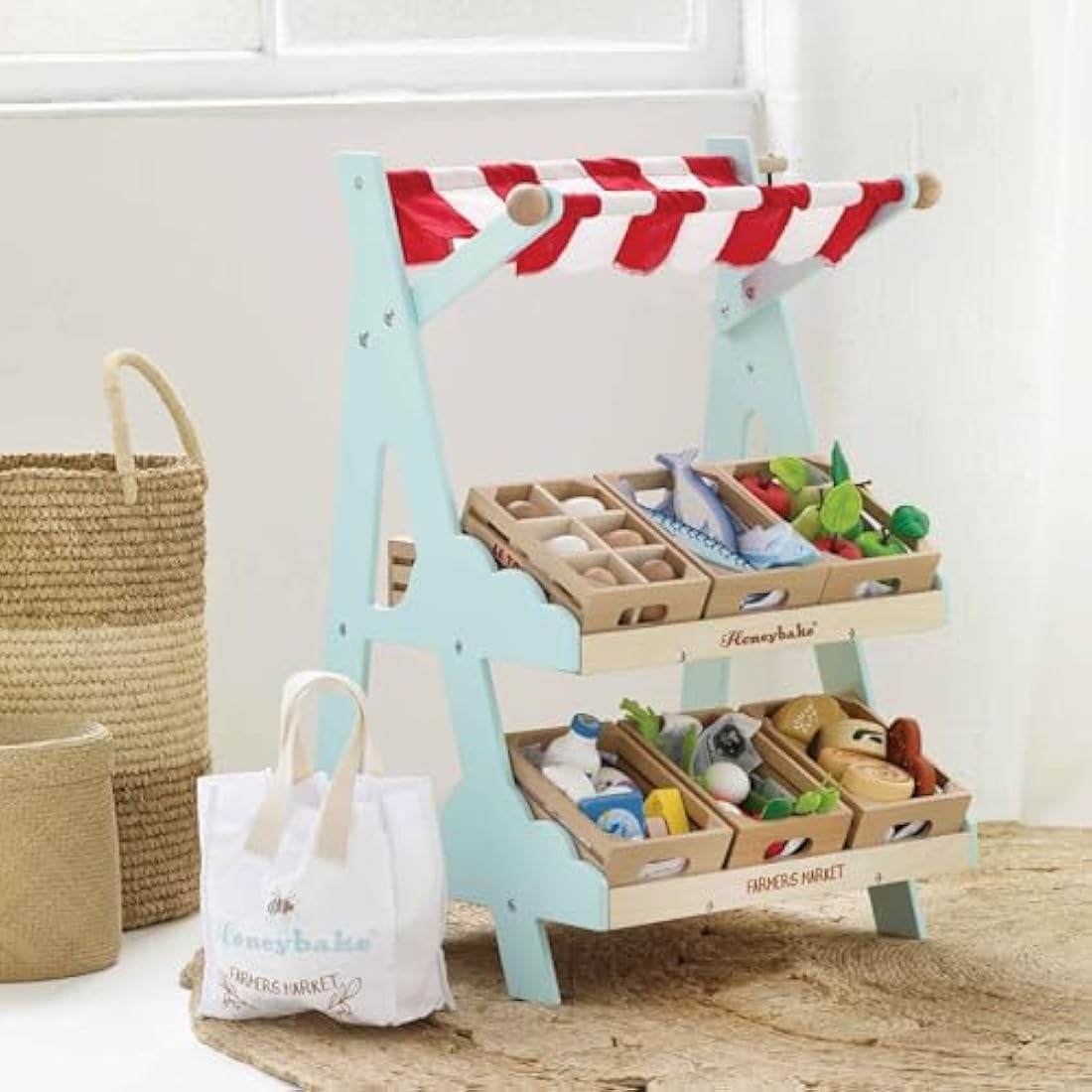 Le Toy Van Wooden Honeybee Market Stall – Pretend Play Supermarket Set