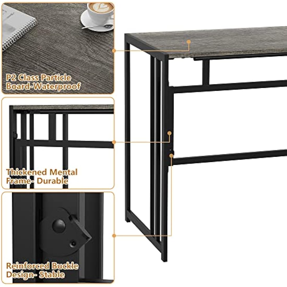 Ulifance Folding Computer Desk – No-Assembly Writing Table, Black Oak