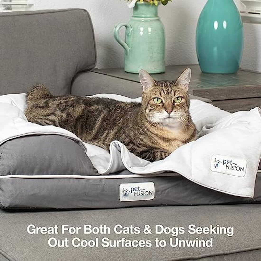 PetFusion Premium Pet Cooling Blanket | Washable & Lightweight – Brown, Large