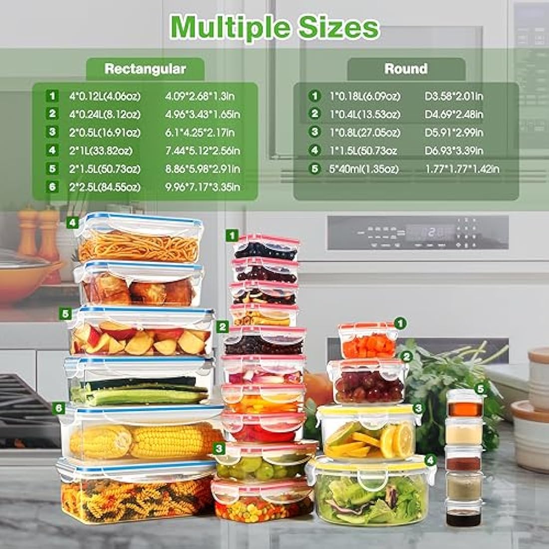 YASHE 50-Piece Airtight Food Storage Containers | Leakproof Meal Prep Set