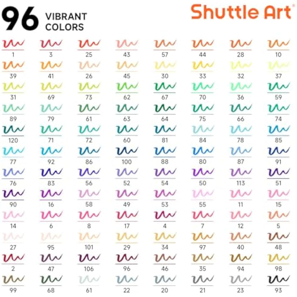 Shuttle Art 96 Colors Dual Tip Brush Pens – Fine & Brush Tip Markers Set