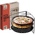 Chef Pomodoro 3-Tier Pizza Baking Set | Non-Stick Perforated 11-Inch Pans