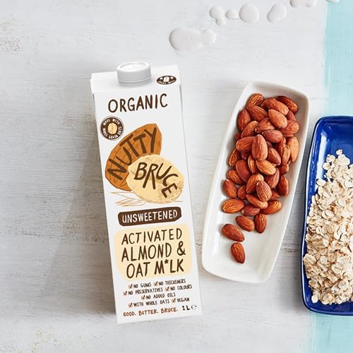 Nutty Bruce Activated Almond & Oat Milk – Organic Vegan Milk 1L (6 Pack)