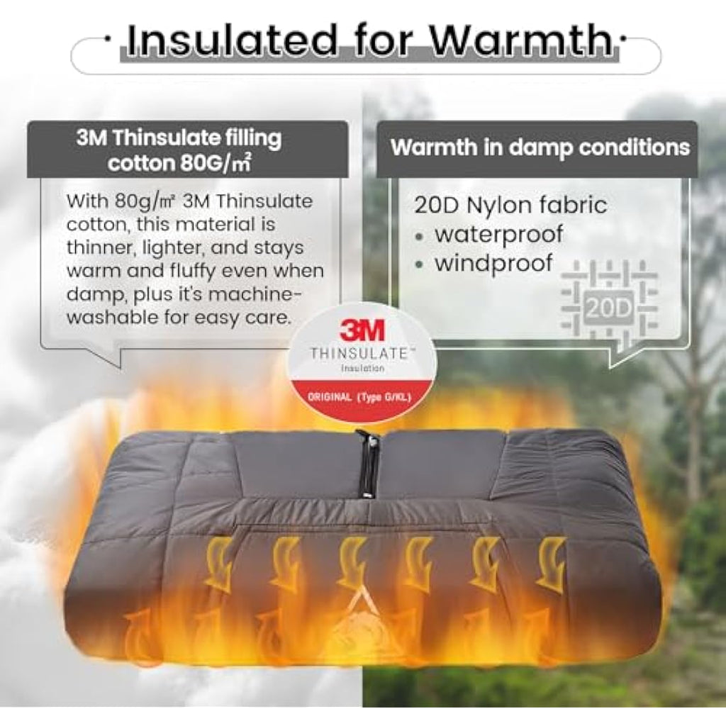 OneTigris Wearable Camping Blanket Poncho | 3M Thinsulate Insulation