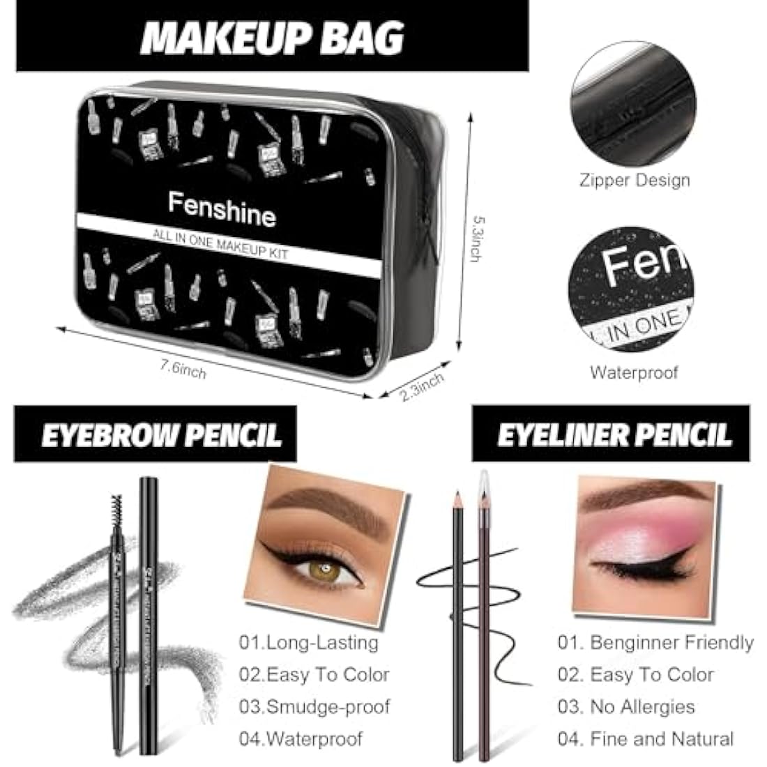 Jolof Store Professional 30-Piece All-in-One Makeup Kit with Travel Bag