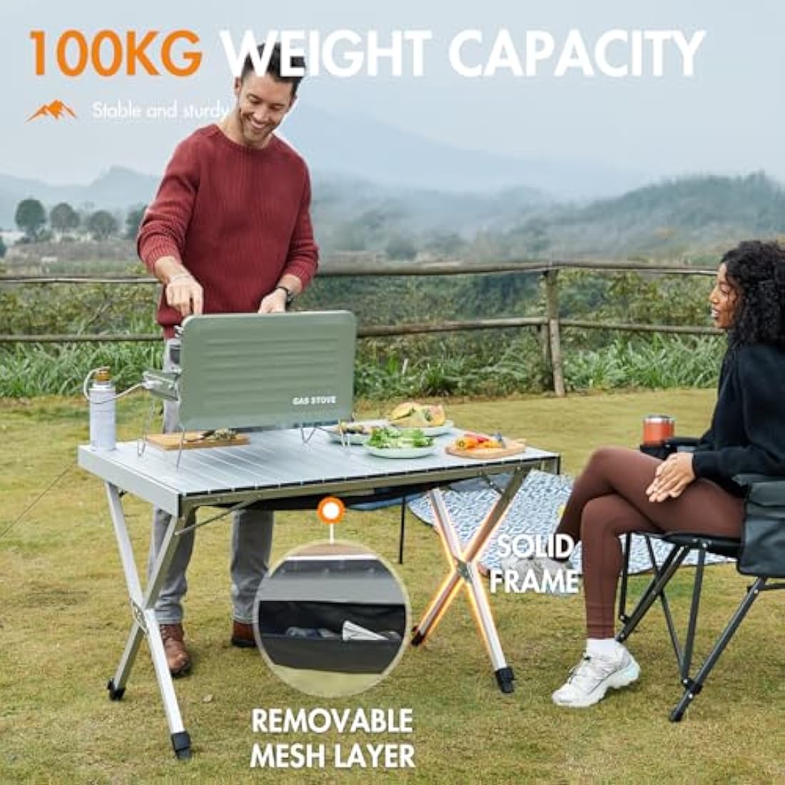 Portal Aluminum Camping Table | Large Folding Height Adjustable Desk