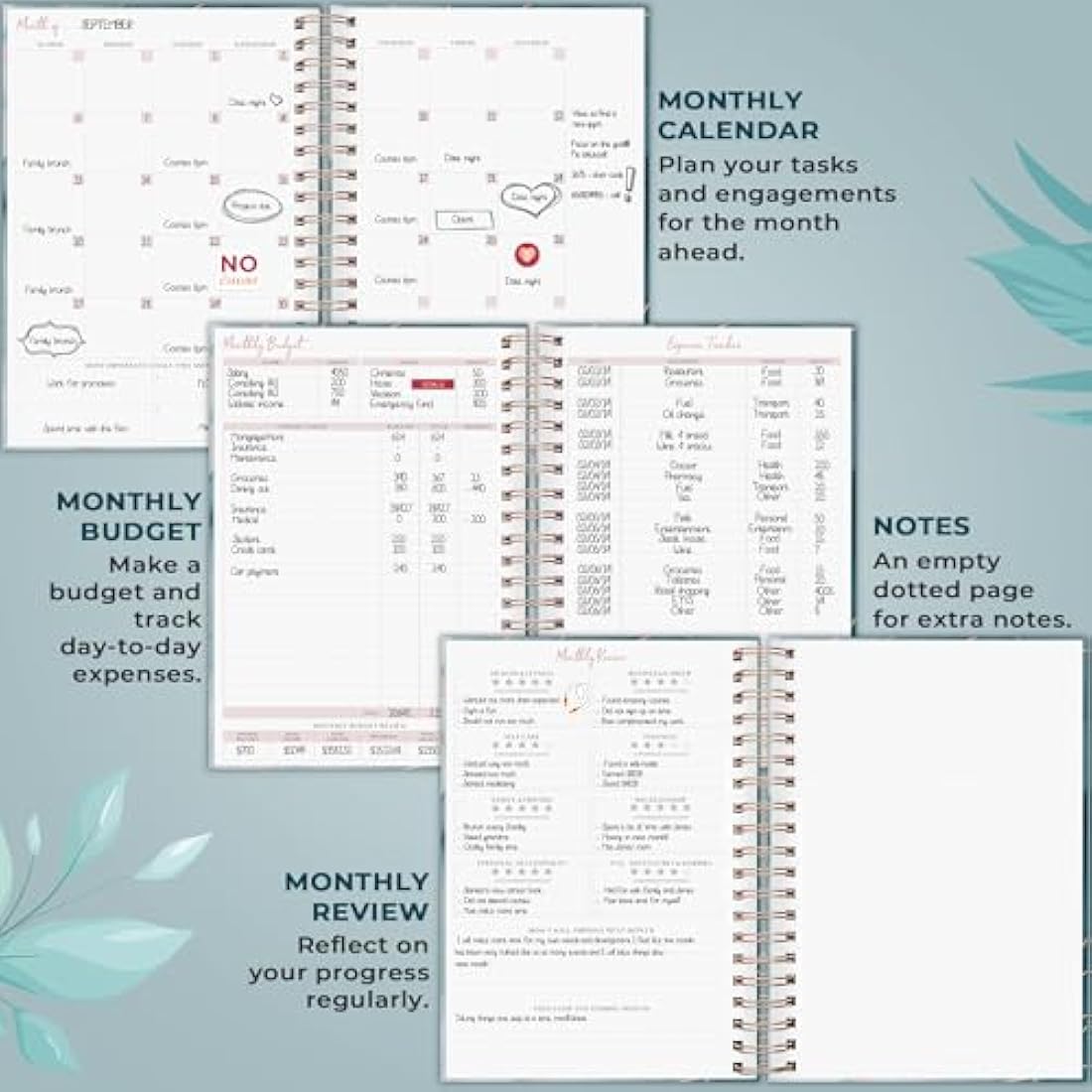 PLANBERRY Undated Hourly Schedule Planner & Budget Organizer – Ocean Depths