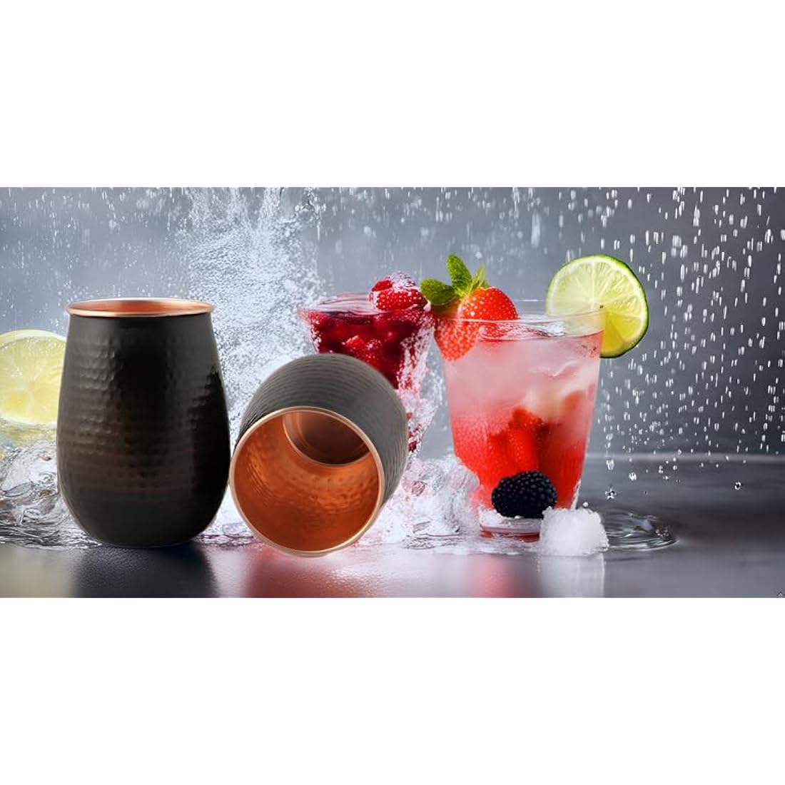 Staglife Pure Copper Tumblers – 16 Oz Hammered Moscow Mule Cups, Set of 2