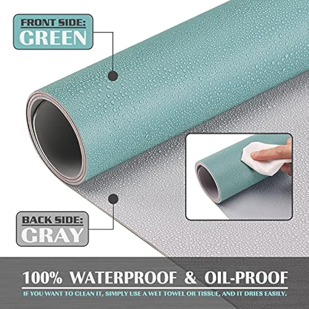 K KNODEL Leather Desk Mat | Dual-Sided Office Mouse Pad - Green (90x43cm)