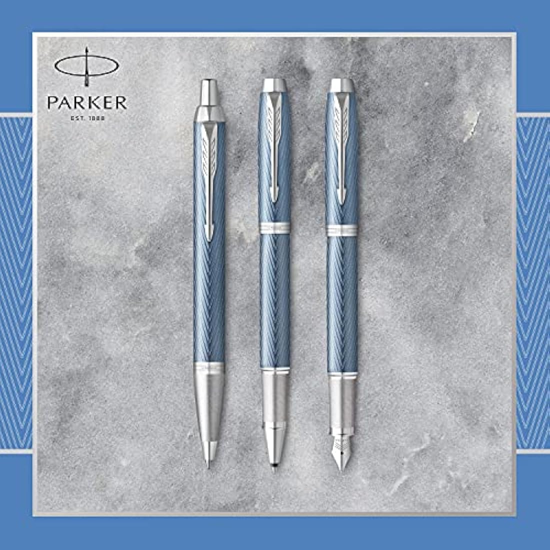 Parker IM Ballpoint Pen – Blue Grey with Chrome Trim, Medium Point