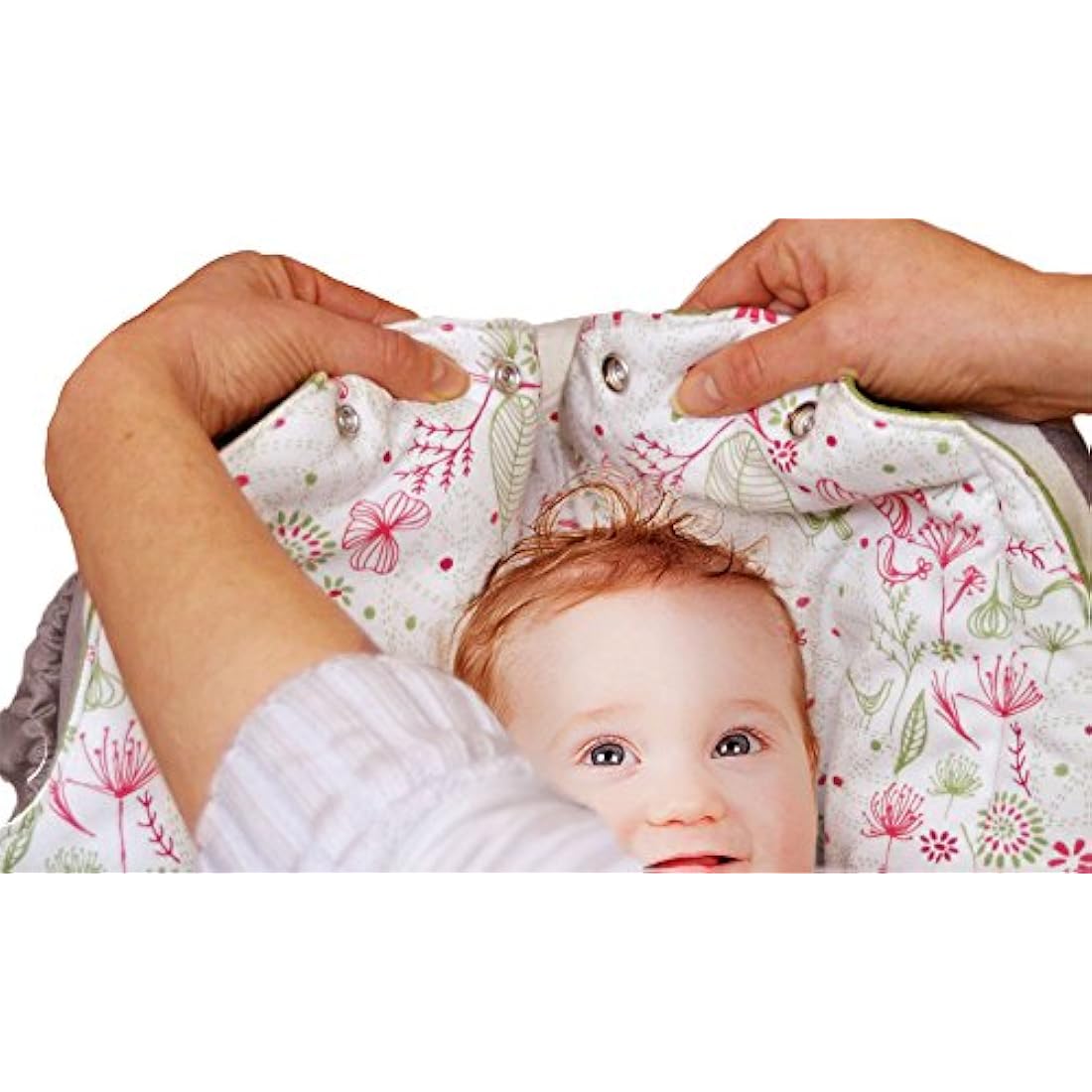 Wallaboo Leaf Baby Blanket – Soft Faux Suede & Cotton Wrap, Green