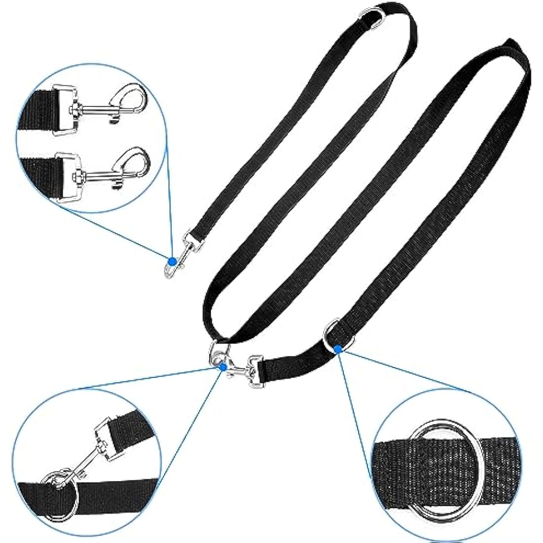 YankMooM Double Ended Dog Training Lead | Multi-Function Rope Leash, Black