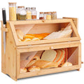 Large 2-Layer Bamboo Bread Box – Farmhouse Kitchen Bread Bin