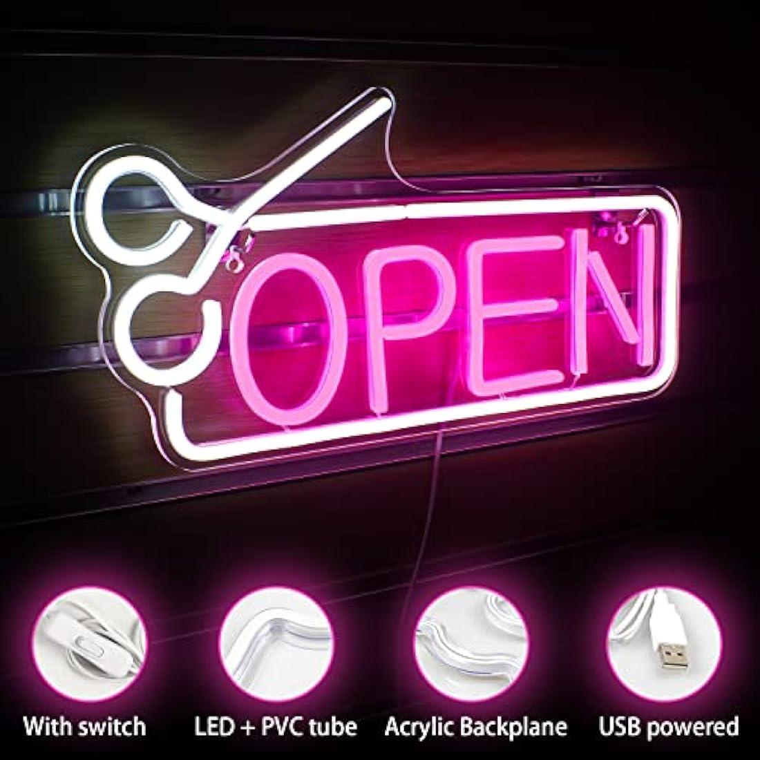 Jolof Store LED Open Neon Sign | Acrylic USB Powered Wall Decor for Business