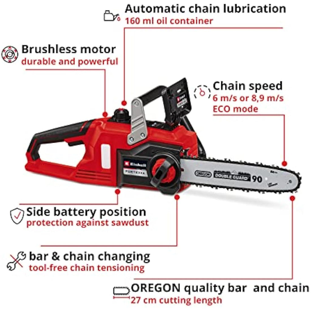 Einhell 18V Cordless Chainsaw – 14 Inch OREGON Blade, Brushless Motor