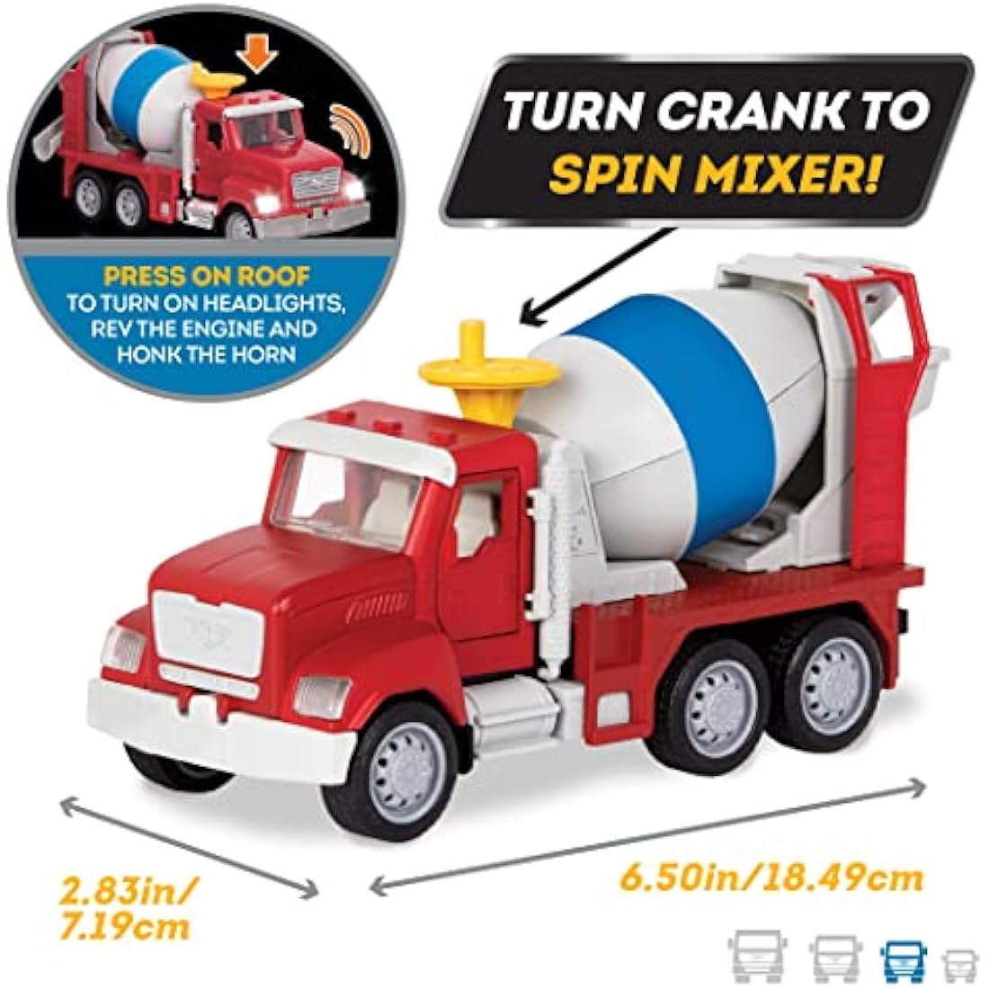 DRIVEN Micro Cement Truck – 1:48 Scale Construction Toy with Lights & Sound