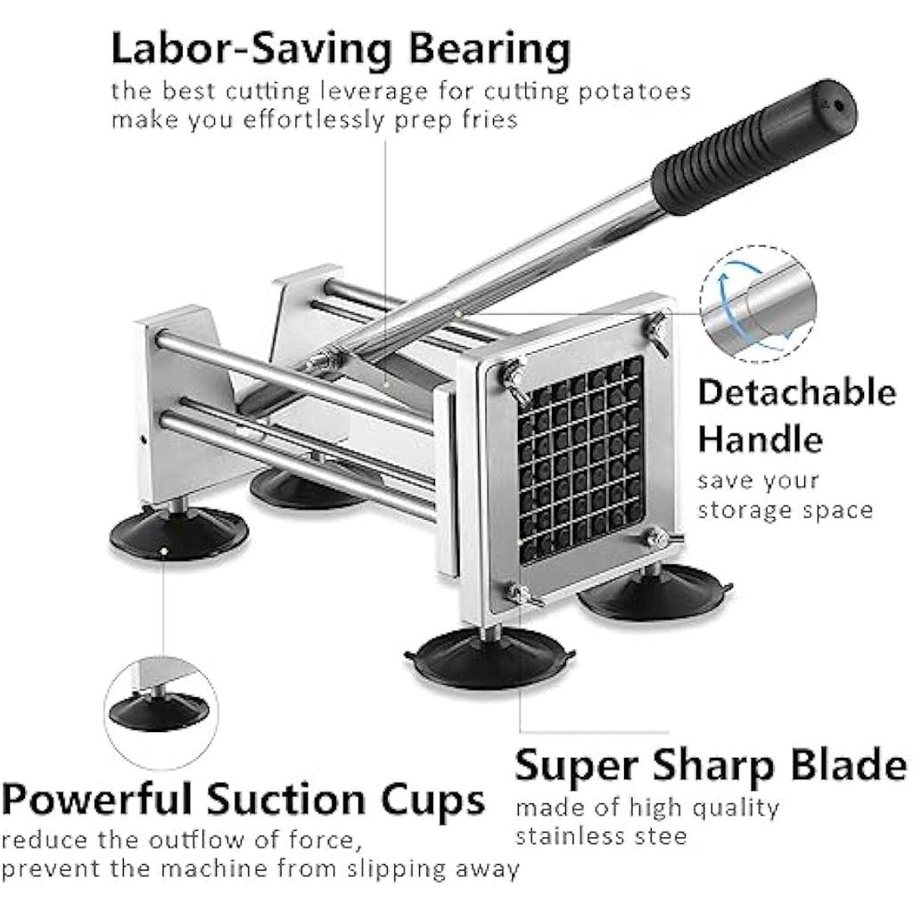 Jolof Store Stainless Steel French Fry Cutter with 2 Interchangeable Blades