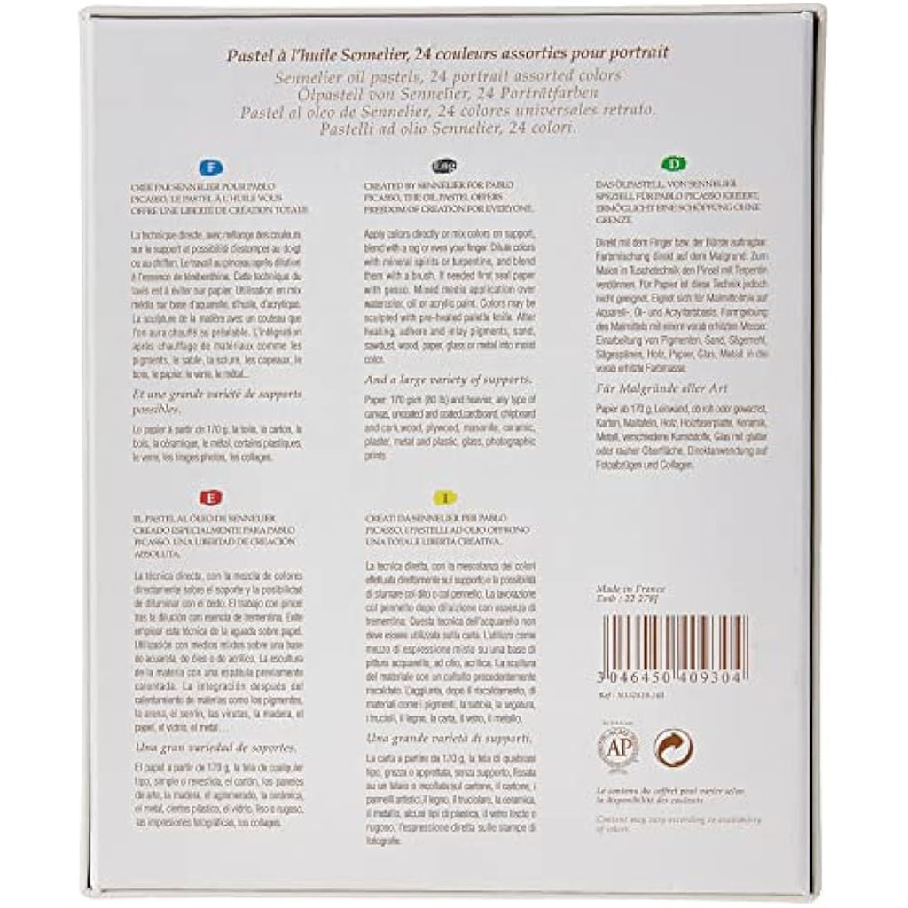 Sennelier Portrait Oil Pastel Set - 24 Lightfast Colors for Artists