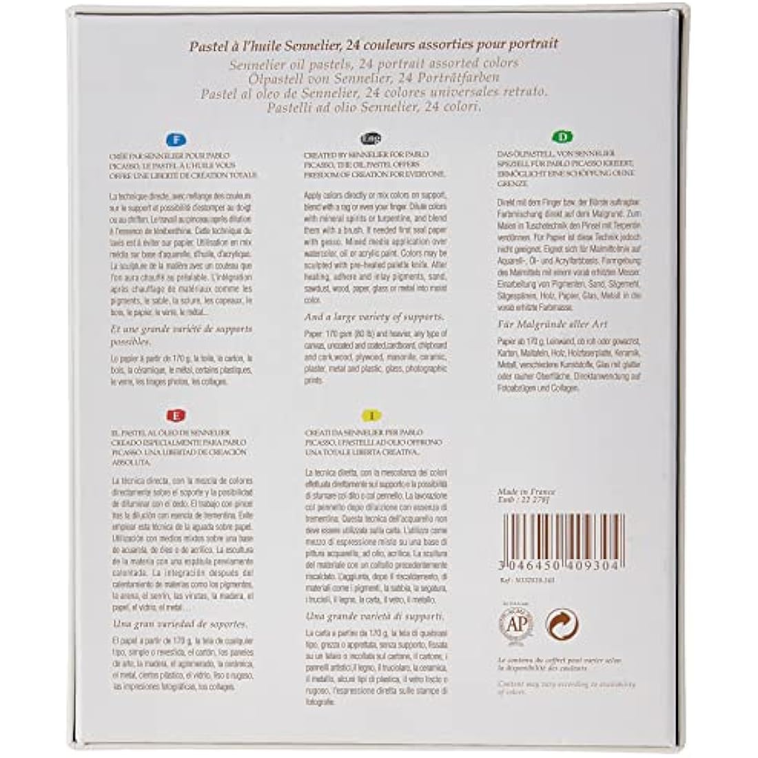 Sennelier Portrait Oil Pastel Set - 24 Lightfast Colors for Artists