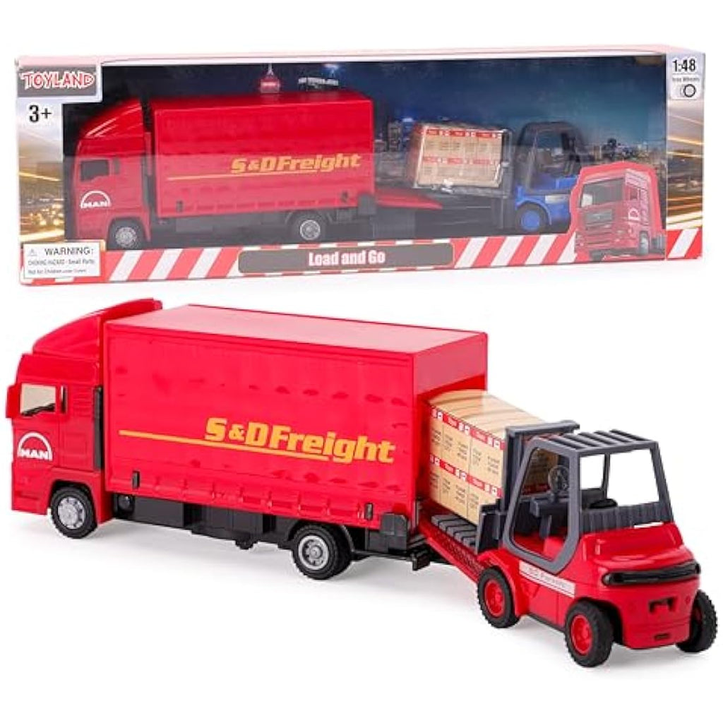 Toyland MAN Freight Truck and Forklift Set – 1:48 Scale Red Model Toy